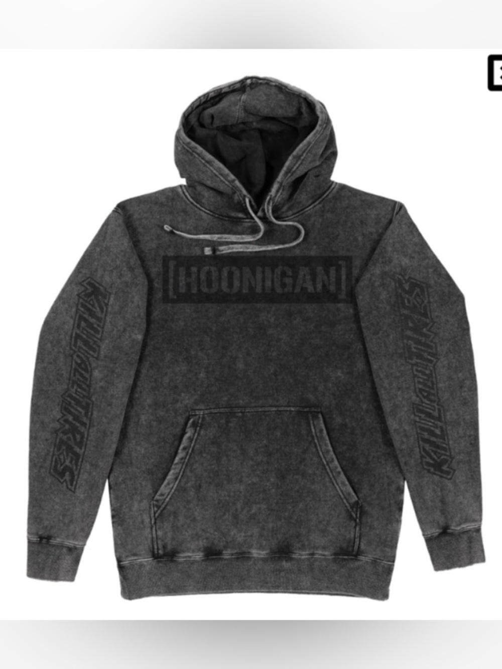 Hoonigan CBar Kill All Tires Men's size Medium Black Washed Pullover Hoodie